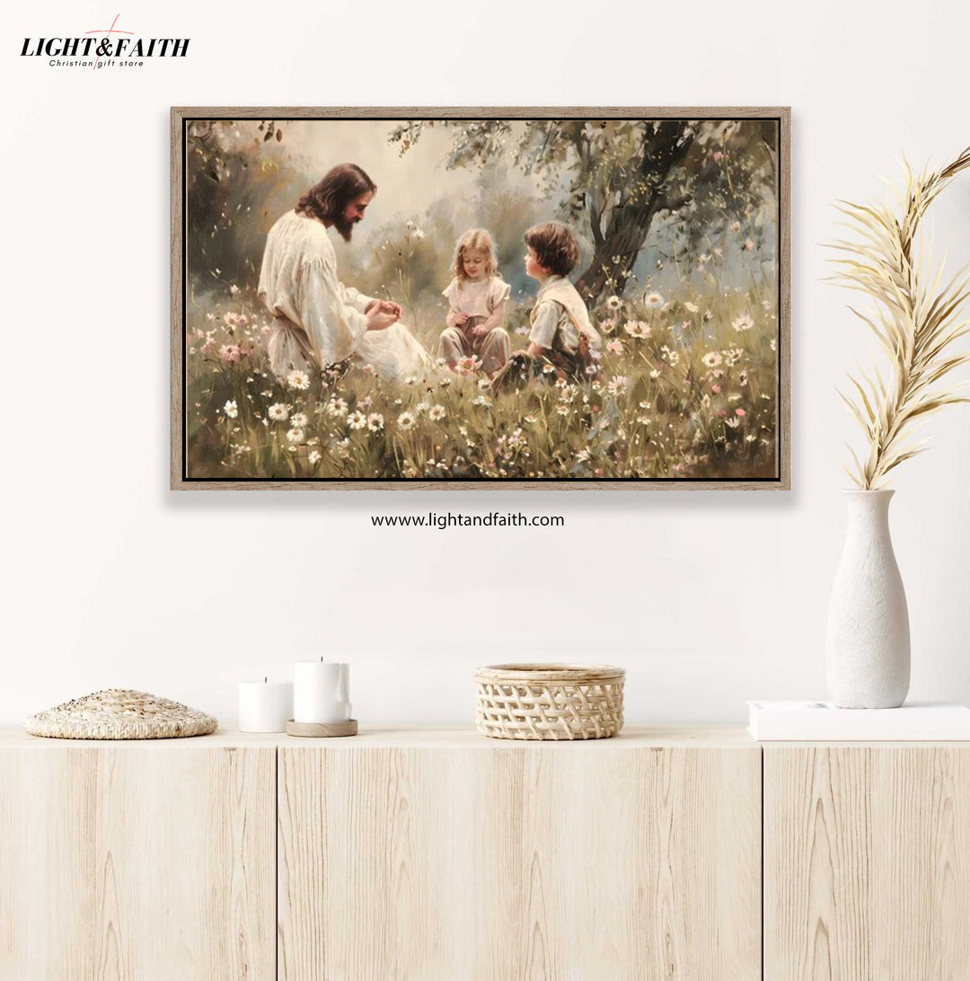 Jesus Christ Teaching Children, Child of God, Peace in Christ, Christian Religious Printed Art, Christian Home Decor